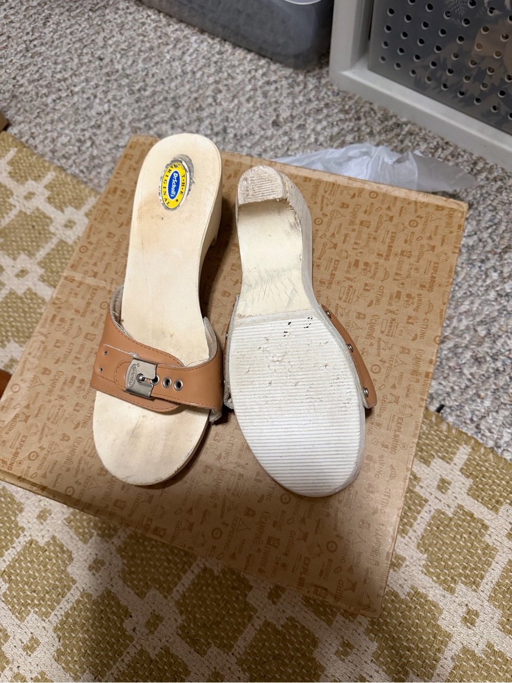 Dr. Scholl's Tan Buckle Slide Sandals